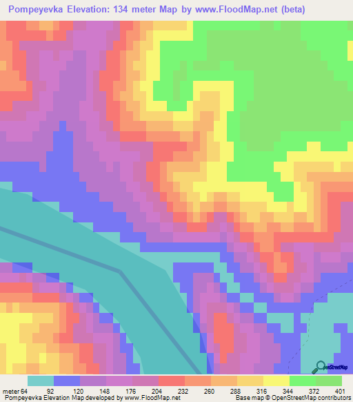 Pompeyevka,Russia Elevation Map