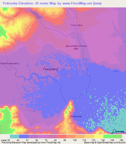 Pokrovka,Russia Elevation Map