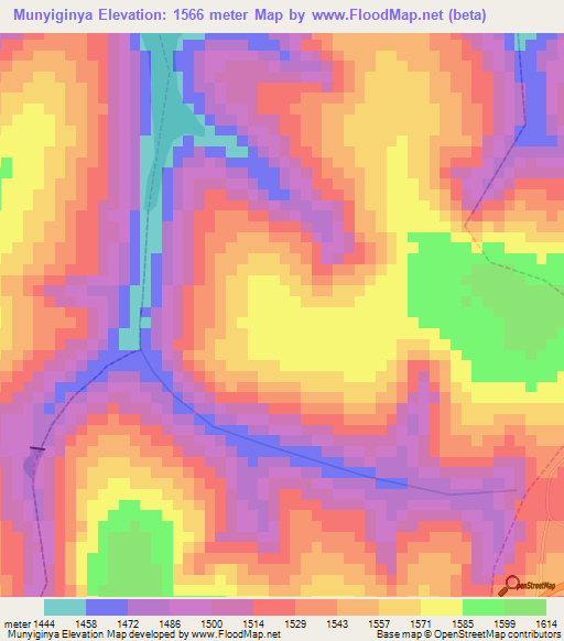 Munyiginya,Rwanda Elevation Map