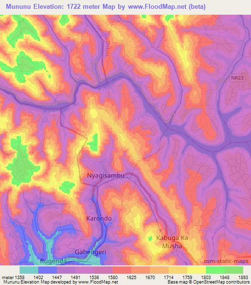 Mununu,Rwanda Elevation Map