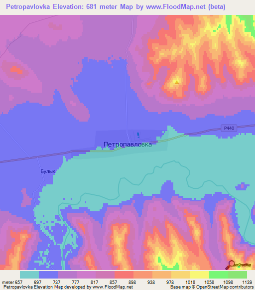 Petropavlovka,Russia Elevation Map