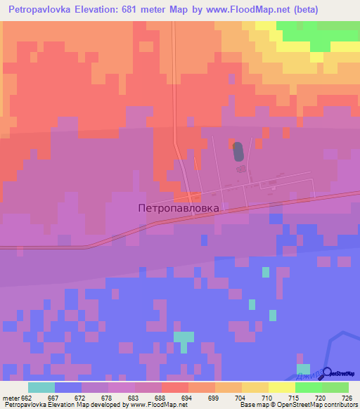 Petropavlovka,Russia Elevation Map