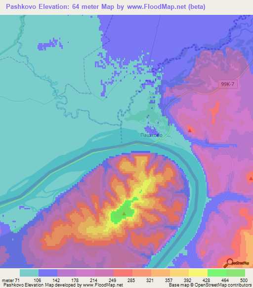 Pashkovo,Russia Elevation Map