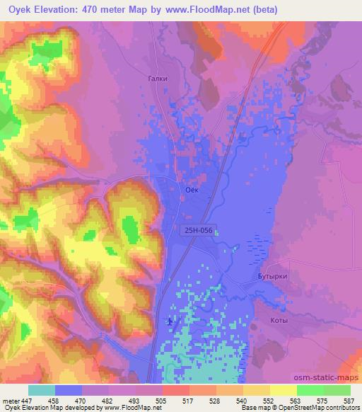 Oyek,Russia Elevation Map