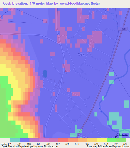 Oyek,Russia Elevation Map