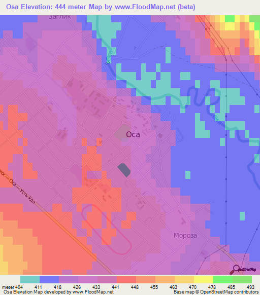 Osa,Russia Elevation Map