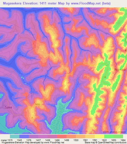 Mugasekera,Rwanda Elevation Map