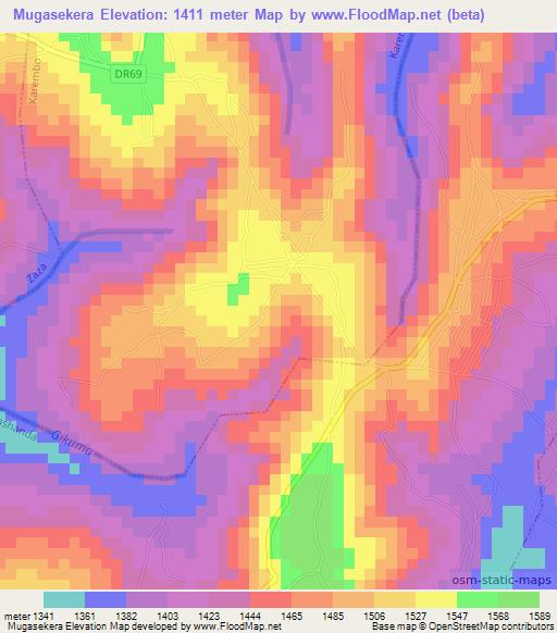 Mugasekera,Rwanda Elevation Map