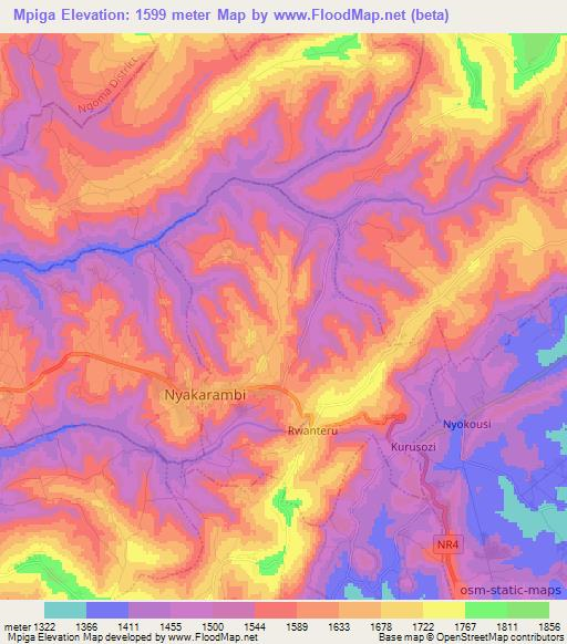 Mpiga,Rwanda Elevation Map