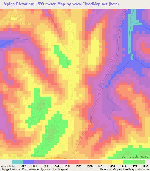 Mpiga,Rwanda Elevation Map