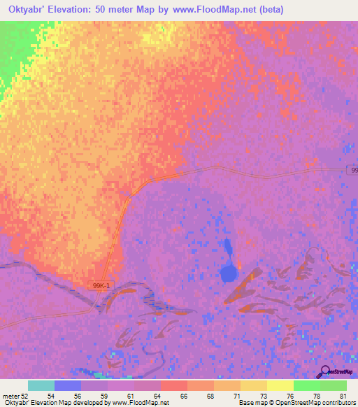 Oktyabr',Russia Elevation Map