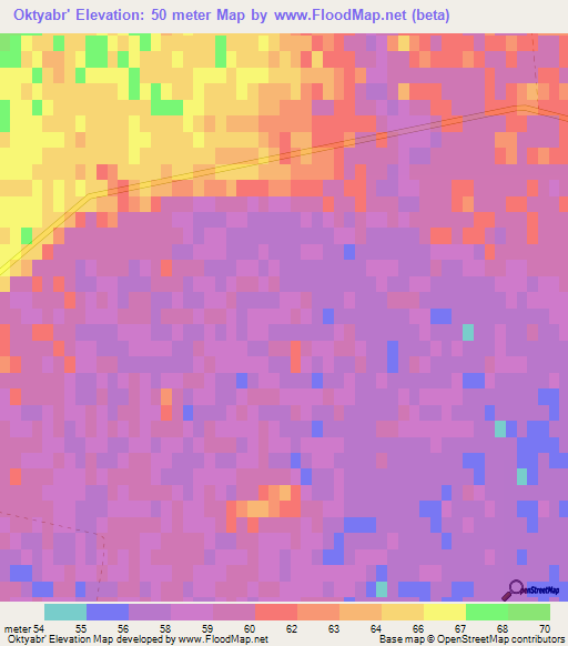 Oktyabr',Russia Elevation Map