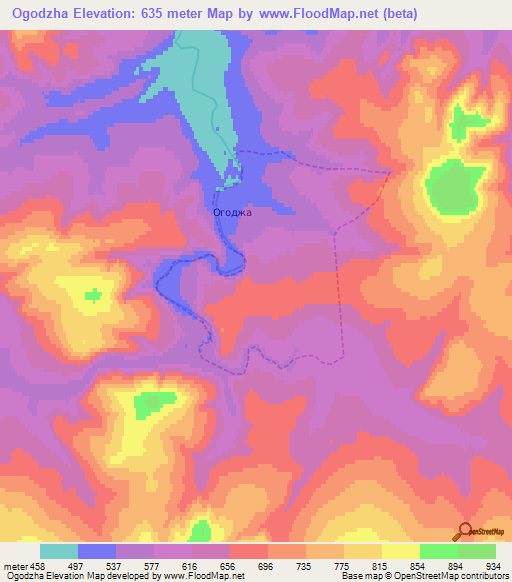 Ogodzha,Russia Elevation Map