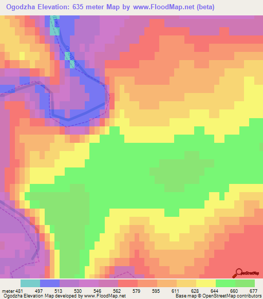 Ogodzha,Russia Elevation Map