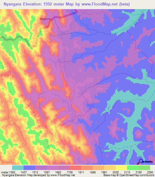 Nyangara,Rwanda Elevation Map