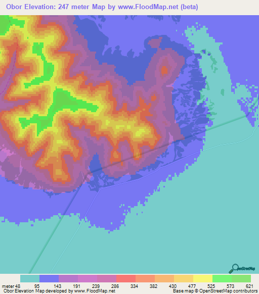 Obor,Russia Elevation Map