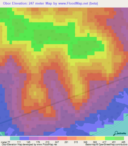 Obor,Russia Elevation Map