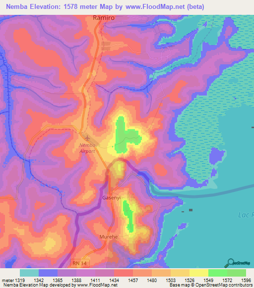 Nemba,Rwanda Elevation Map