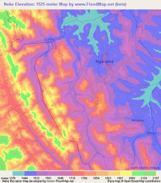 Neke,Rwanda Elevation Map