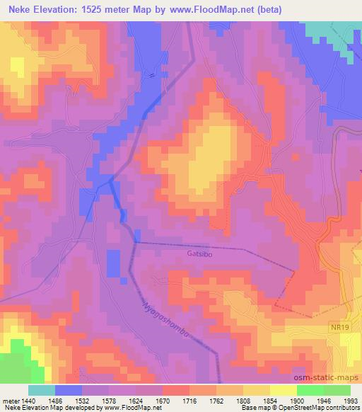 Neke,Rwanda Elevation Map