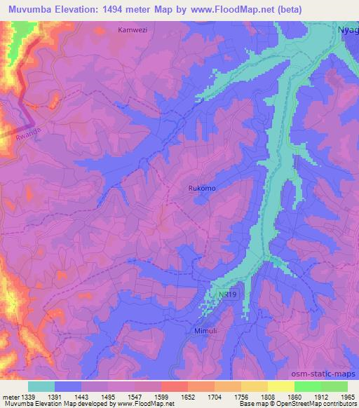 Muvumba,Rwanda Elevation Map