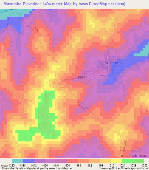 Muvumba,Rwanda Elevation Map