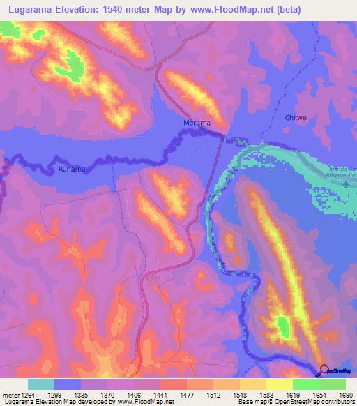 Lugarama,Rwanda Elevation Map