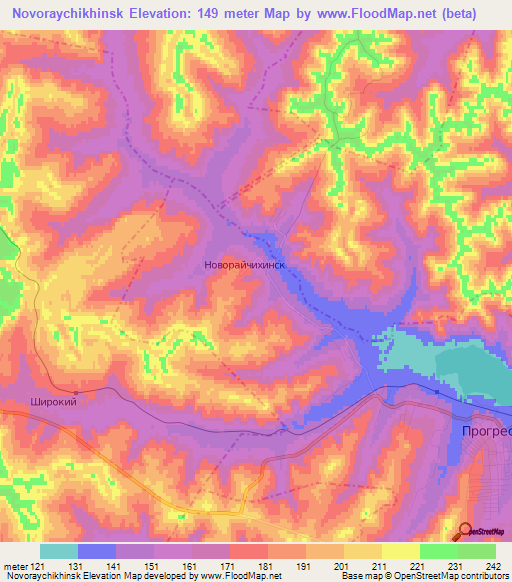 Novoraychikhinsk,Russia Elevation Map