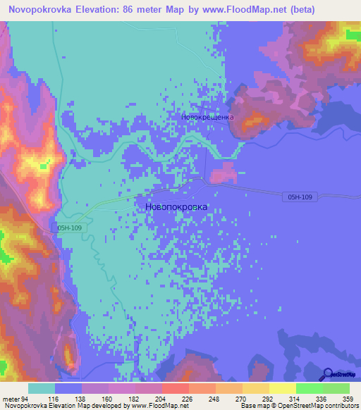 Novopokrovka,Russia Elevation Map