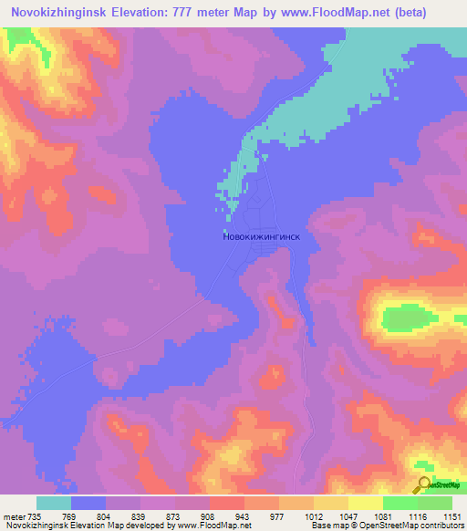 Novokizhinginsk,Russia Elevation Map