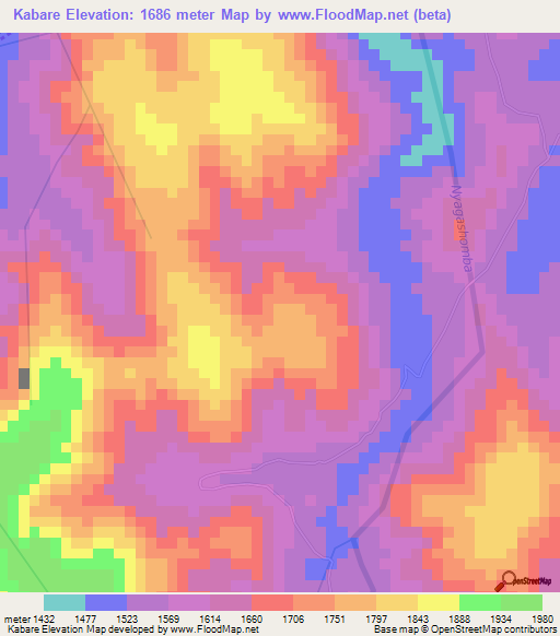 Kabare,Rwanda Elevation Map