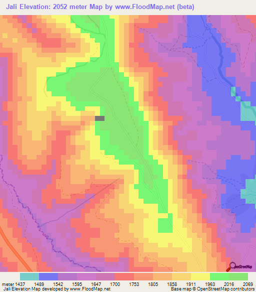 Jali,Rwanda Elevation Map