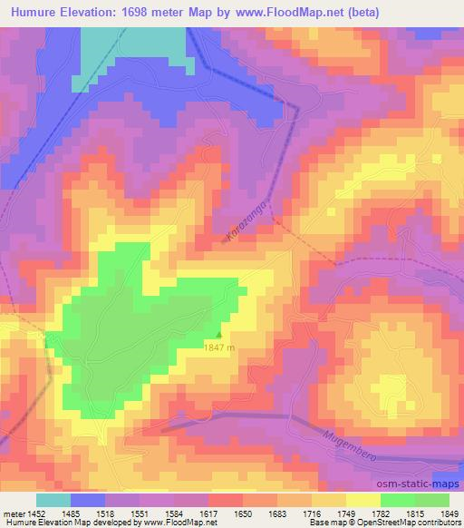 Humure,Rwanda Elevation Map