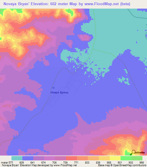 Novaya Bryan',Russia Elevation Map