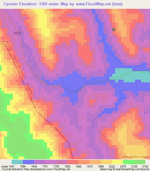 Cyondo,Rwanda Elevation Map