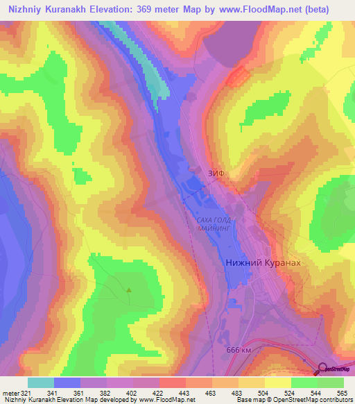 Nizhniy Kuranakh,Russia Elevation Map