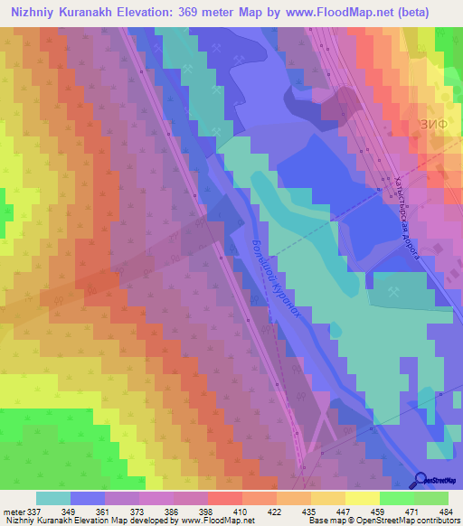 Nizhniy Kuranakh,Russia Elevation Map