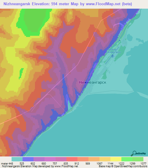 Nizhneangarsk,Russia Elevation Map