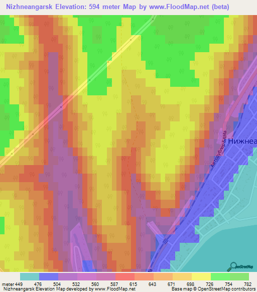 Nizhneangarsk,Russia Elevation Map