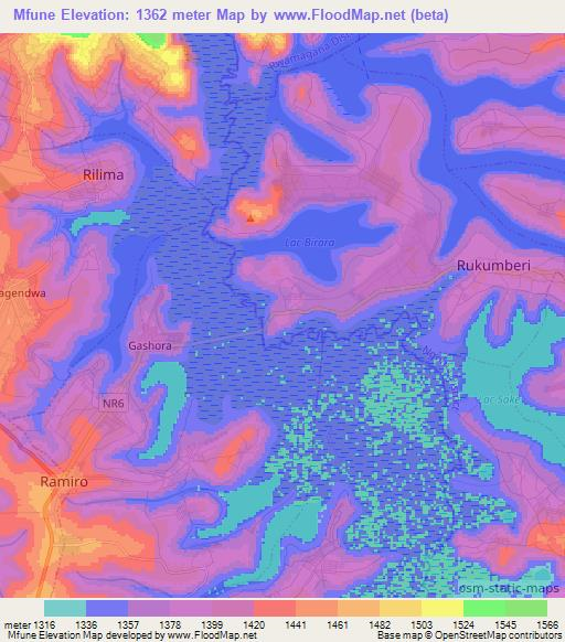 Mfune,Rwanda Elevation Map