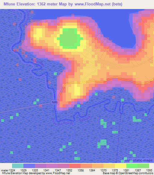 Mfune,Rwanda Elevation Map