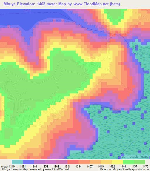 Mbuye,Rwanda Elevation Map