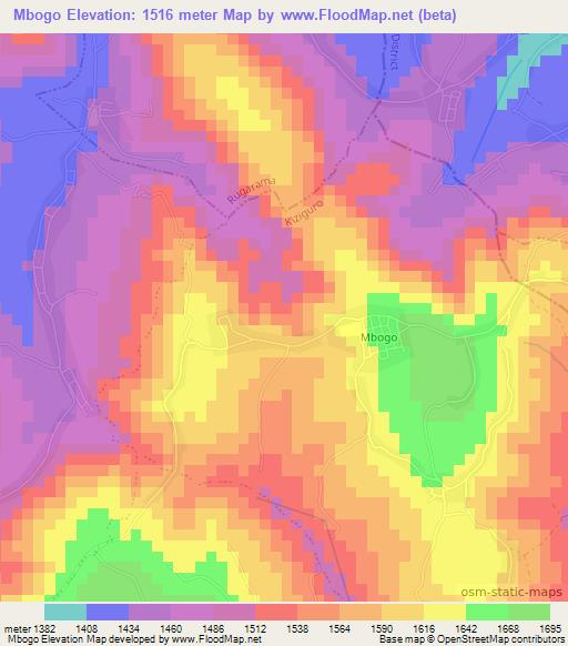 Mbogo,Rwanda Elevation Map