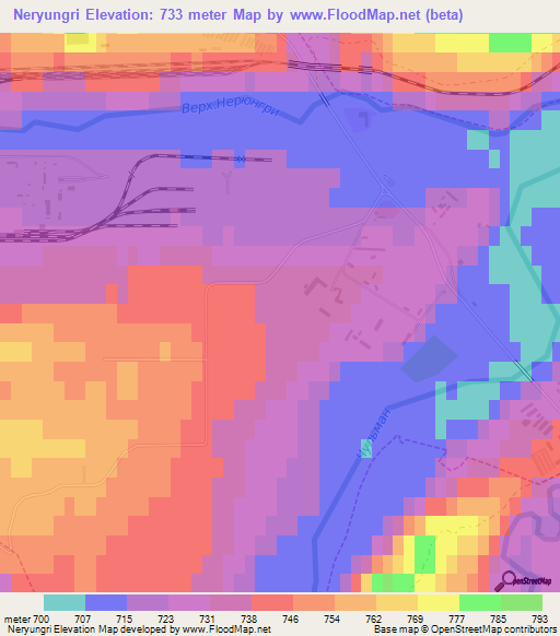 Neryungri,Russia Elevation Map