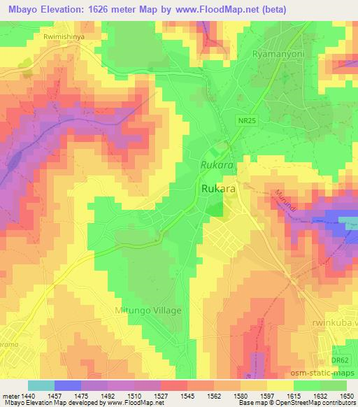 Mbayo,Rwanda Elevation Map