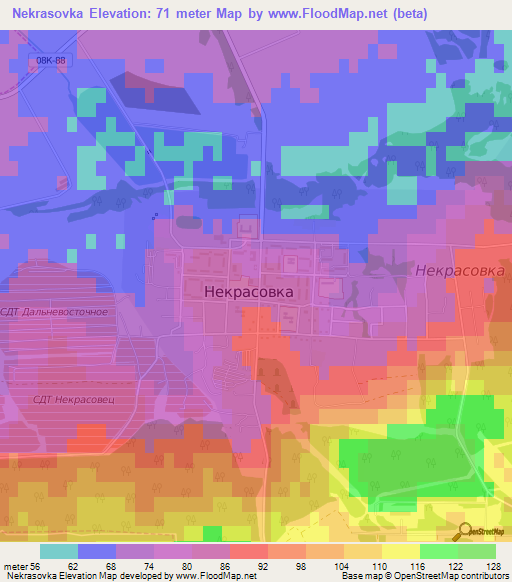 Nekrasovka,Russia Elevation Map