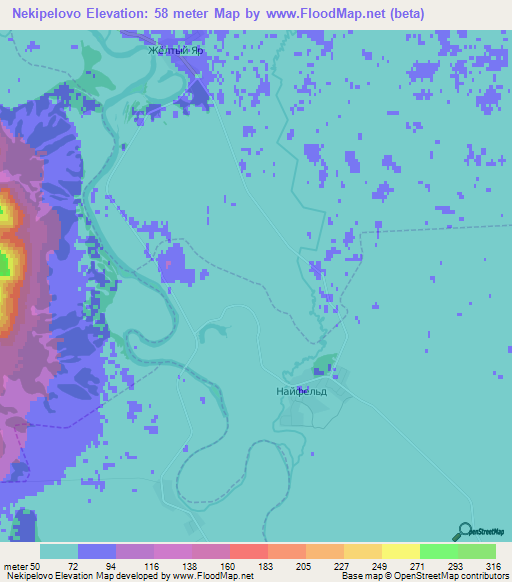 Nekipelovo,Russia Elevation Map