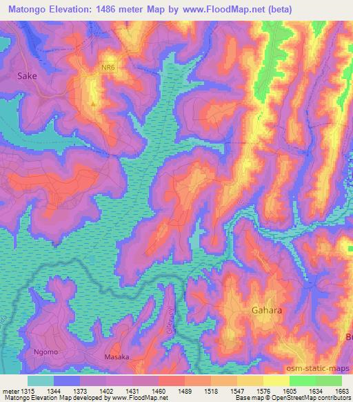 Matongo,Rwanda Elevation Map