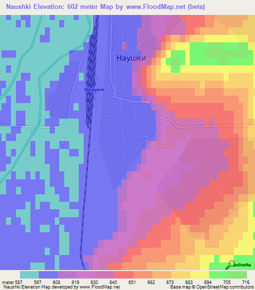 Naushki,Russia Elevation Map