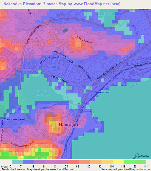 Nakhodka,Russia Elevation Map